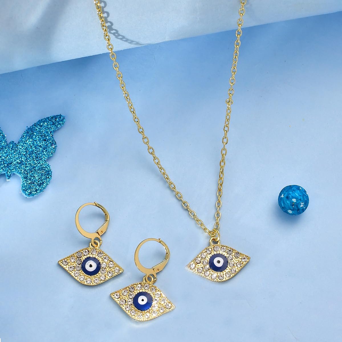 Guardian Evil Eye Pendant Set Necklace Bracelet Earrings